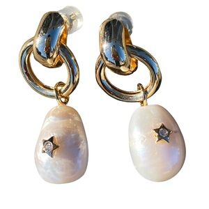 Borun Freshwater Pearl Drop Post Earring with Swarovski Elements NEW!